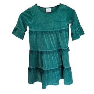 Hanna Andersson Green Velour Tulle Twirl Dress Girls Sz 110 5 Years Tiered Ruffl